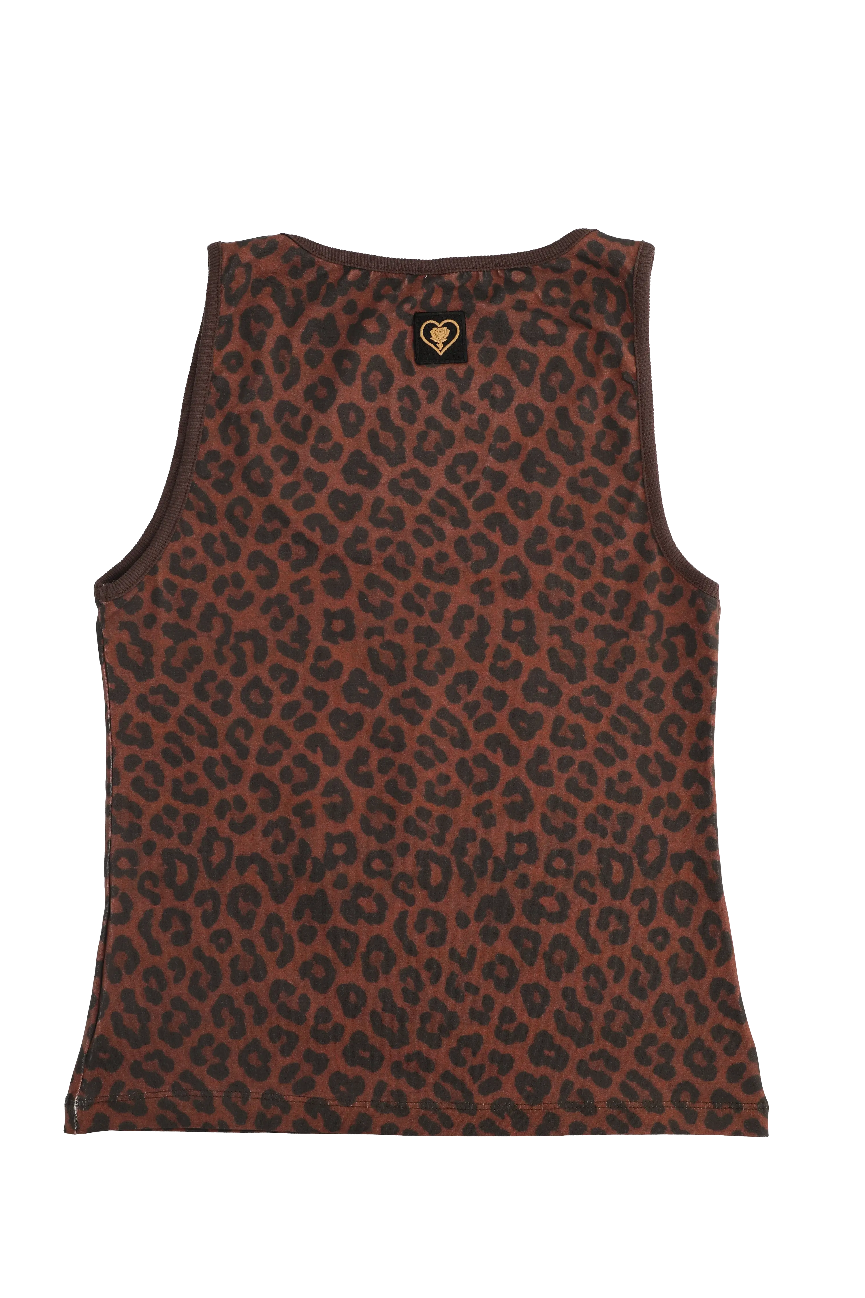 Leopard print tank top on a white background