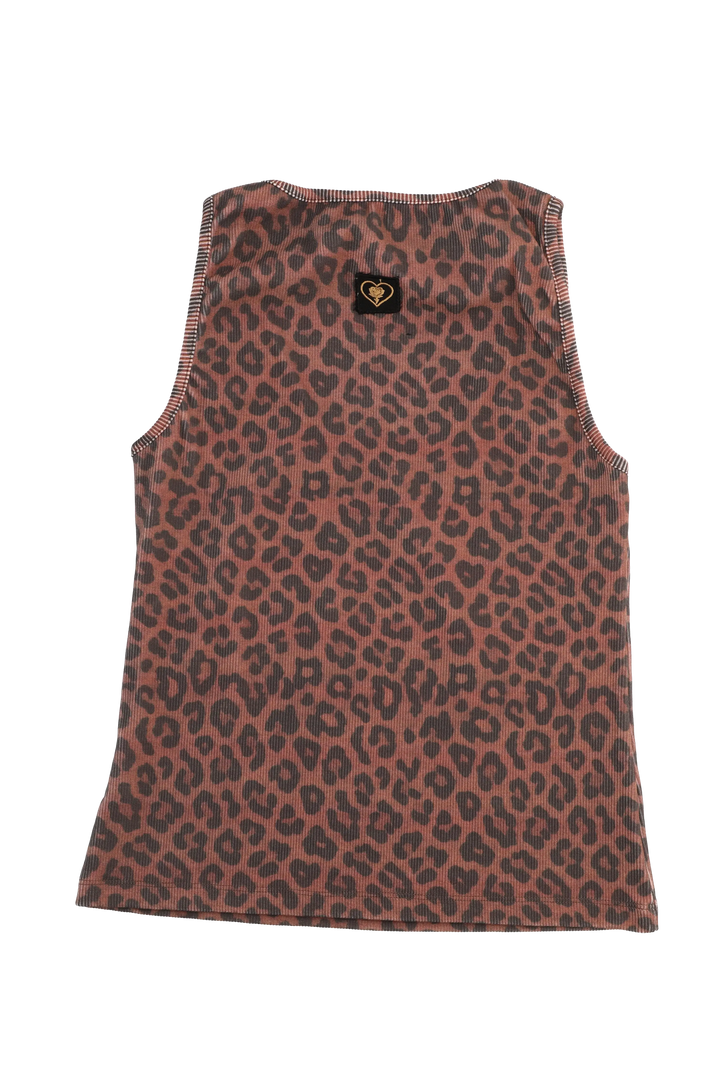Leopard print tank top on a white background
