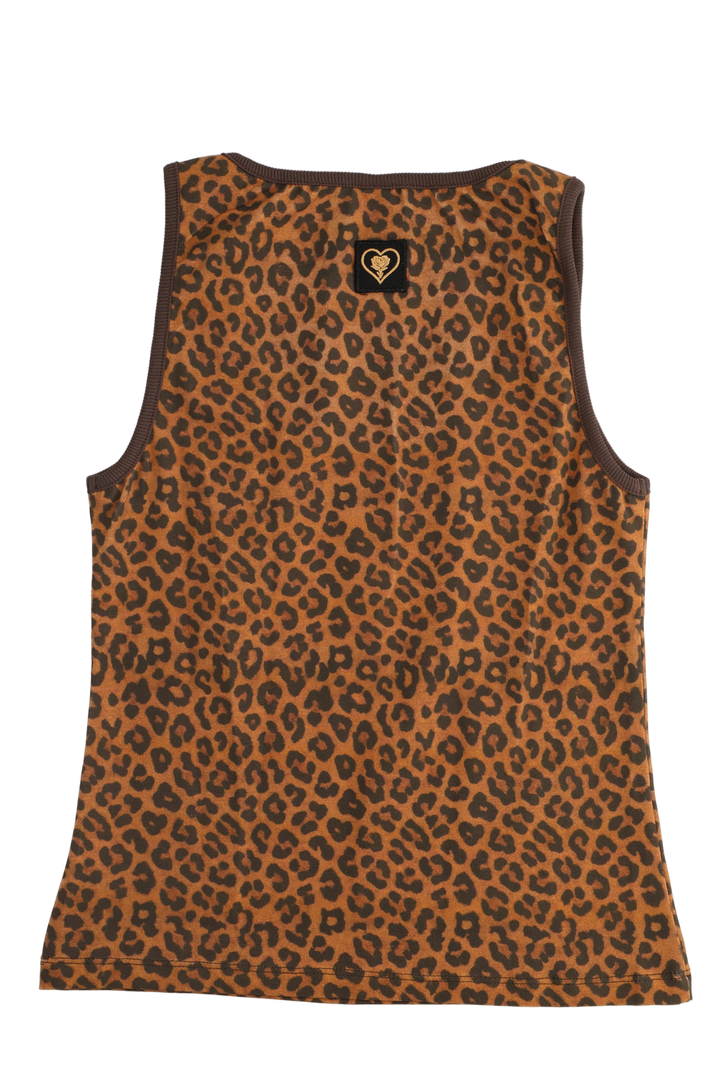 Leopard print tank top on a white background