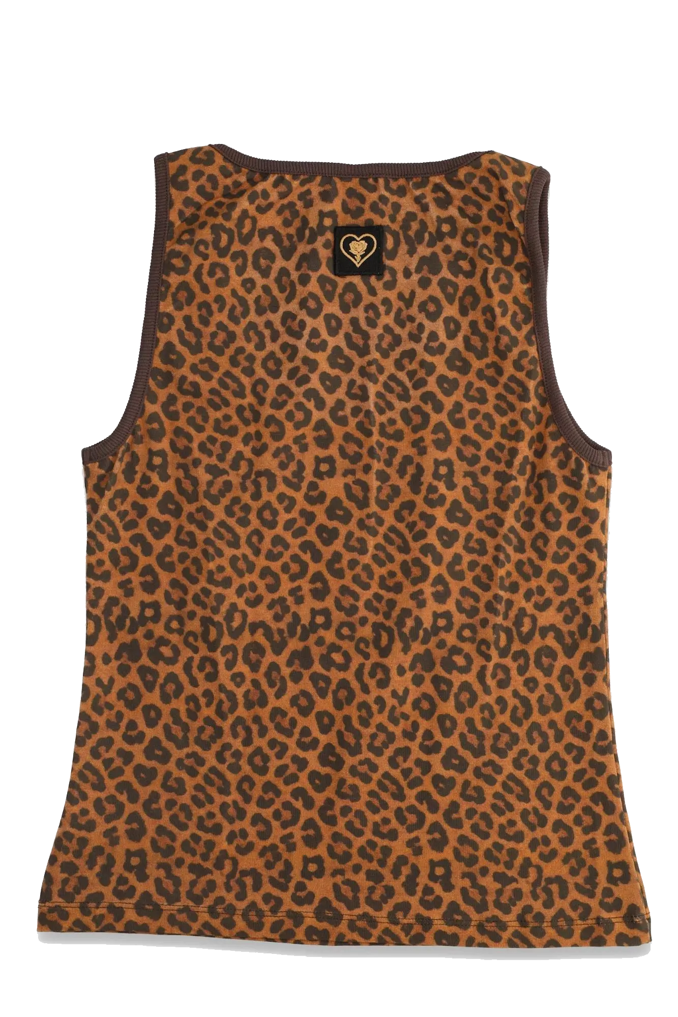 Leopard print tank top on a white background