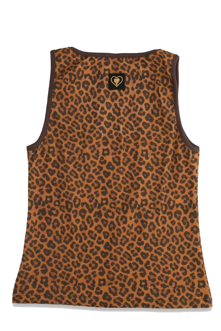 Leopard print tank top on a white background