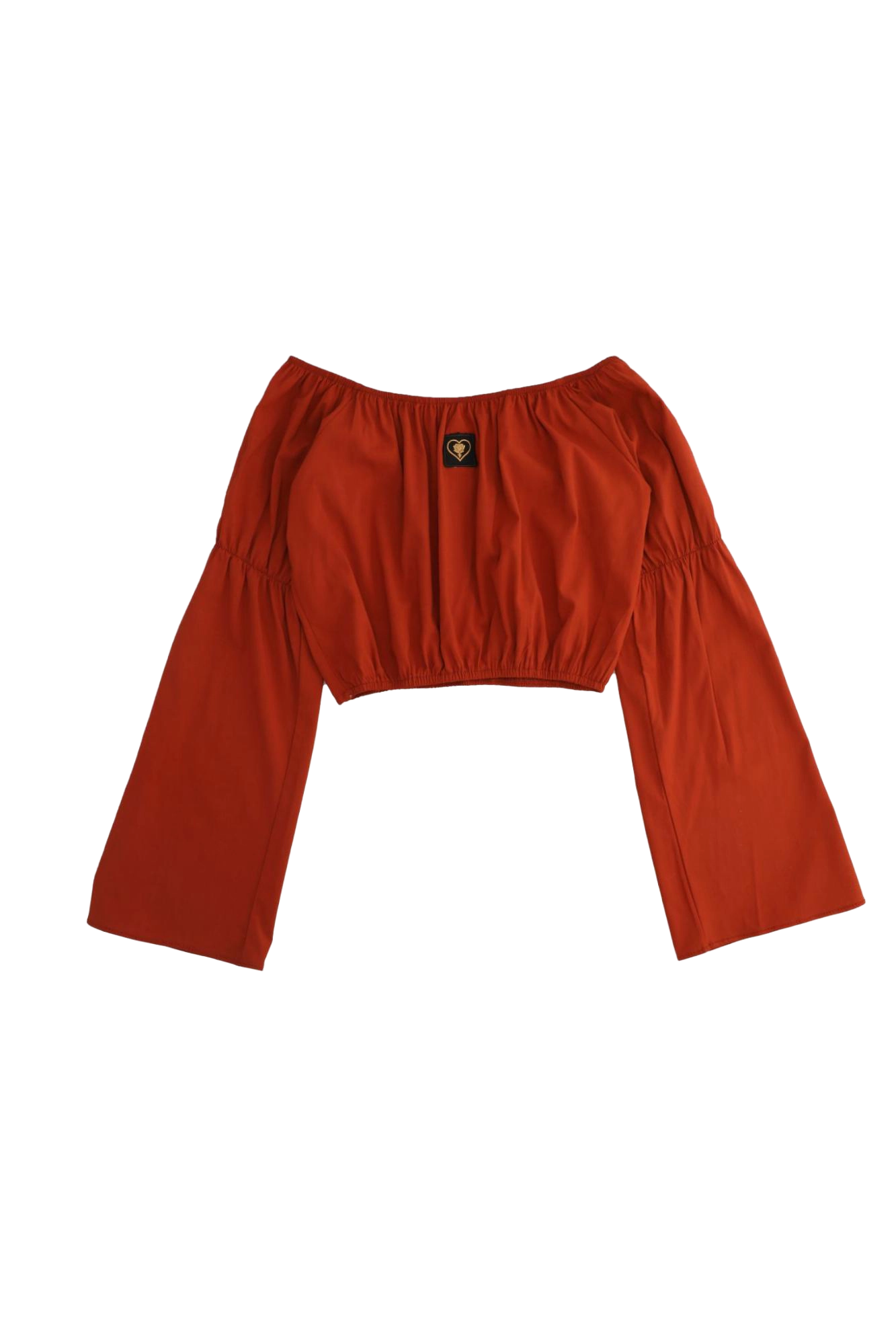 Red long-sleeve top on a white background