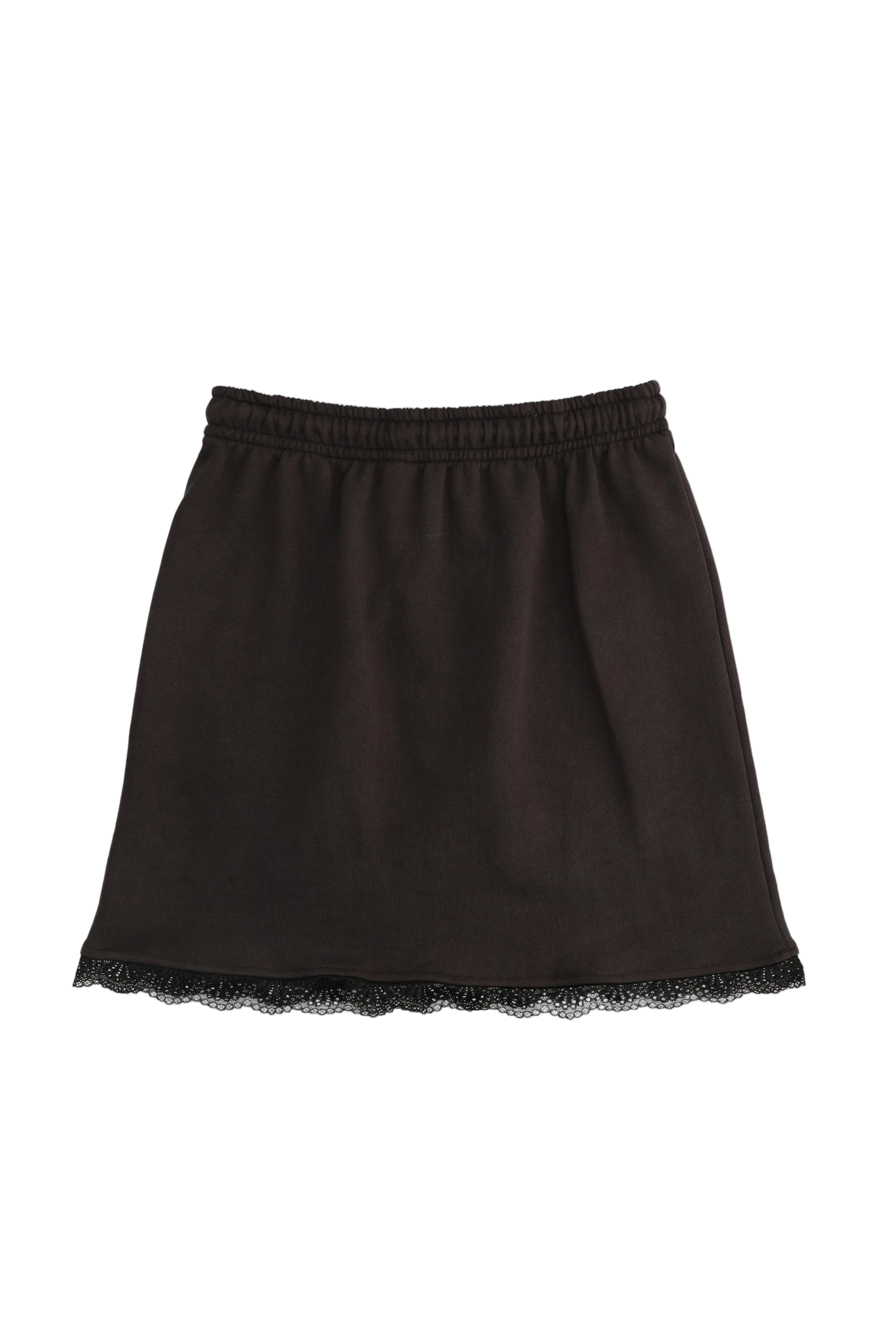 Black skirt with lace hem on a white background