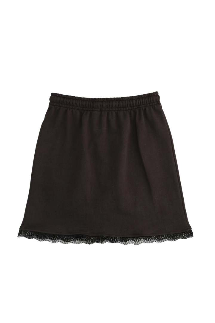 Black skirt with lace hem on a white background