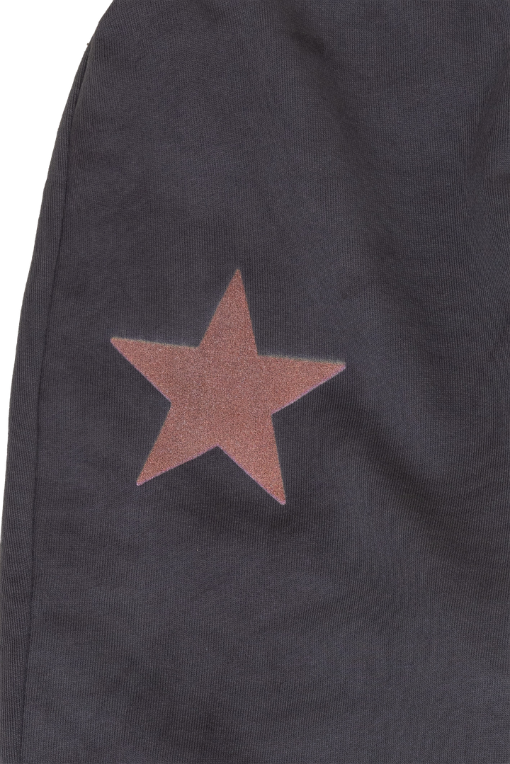 Dark gray sweatshirt with a red star on the chest