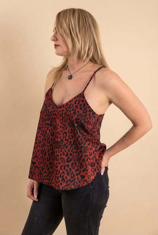 Inner Flame Leopard Camisole – Wine Red