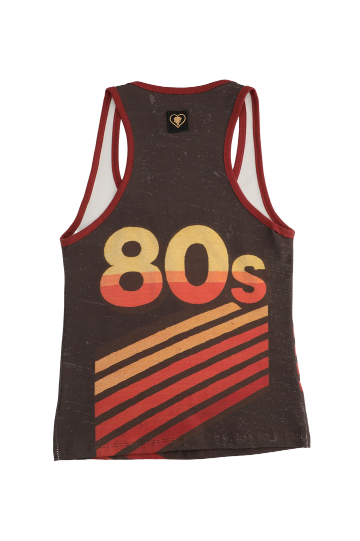 Tank top with '80s' design on a white background