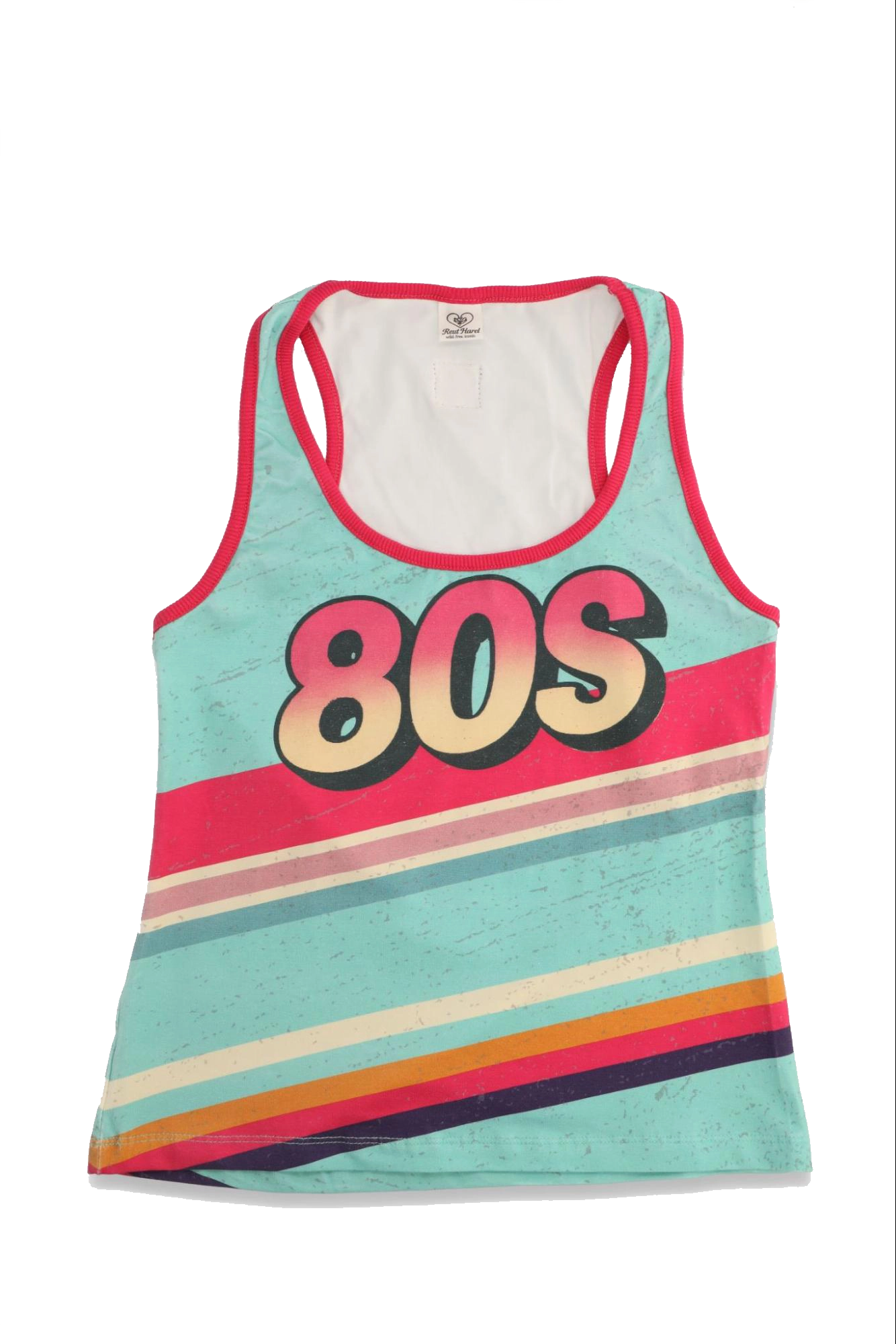 Tank top with '80s' design on a white background