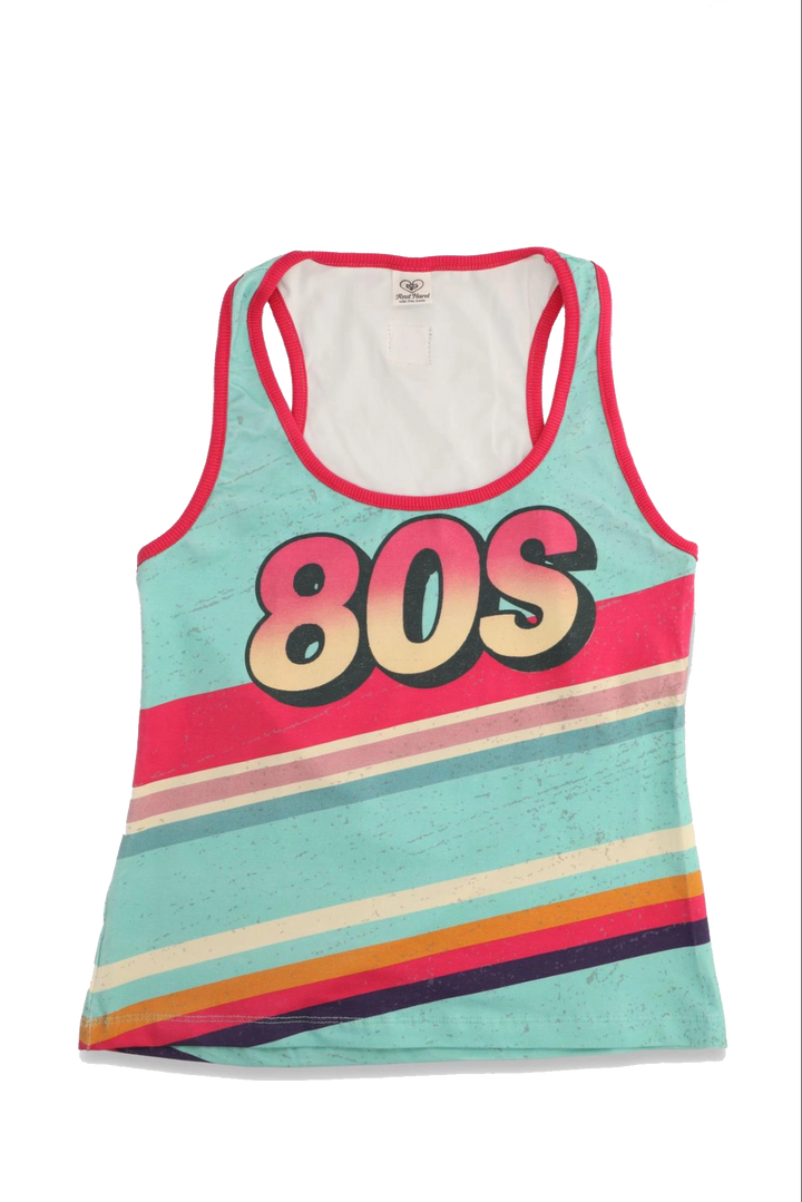 Tank top with '80s' design on a white background