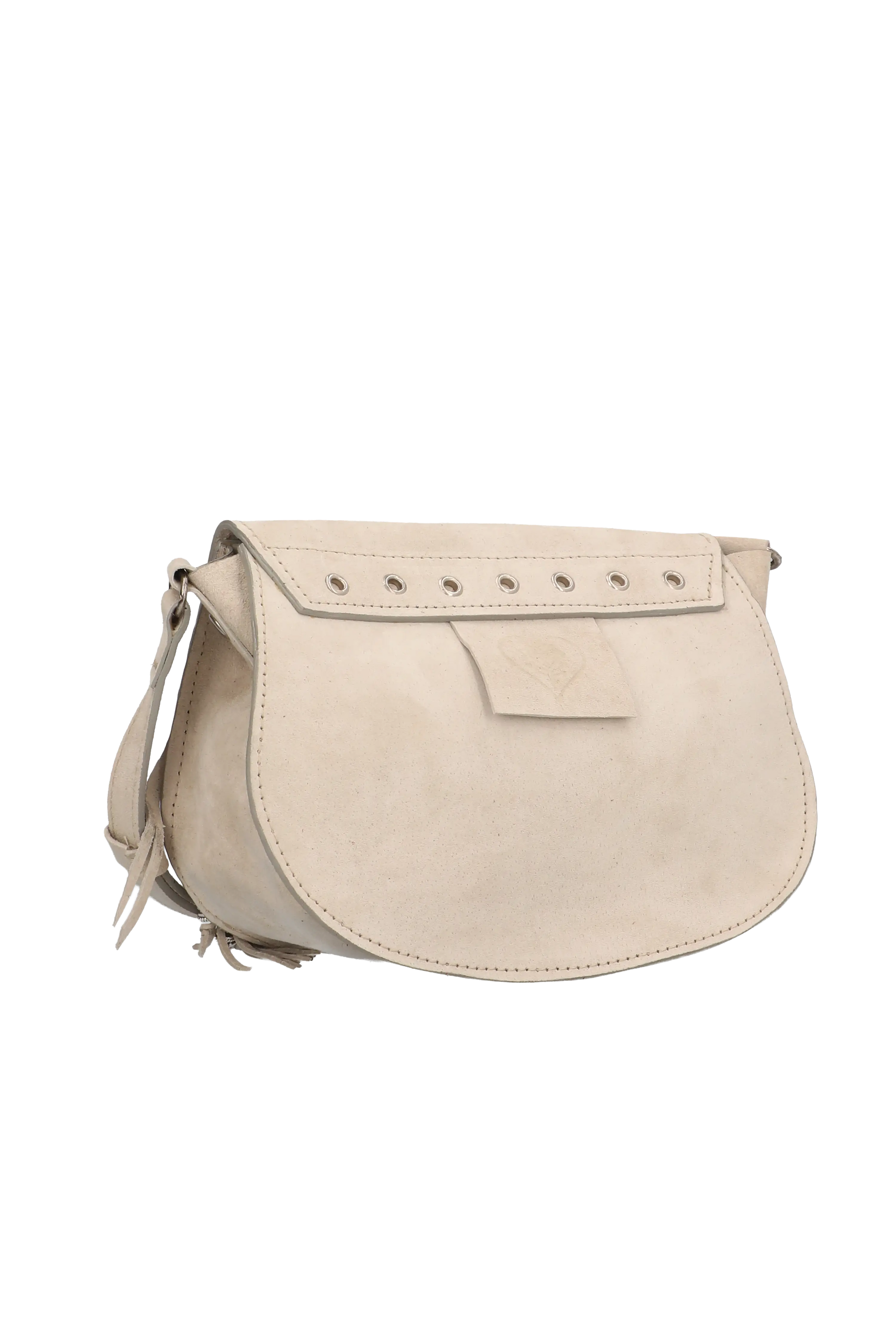 Beige handbag with a strap on a white background