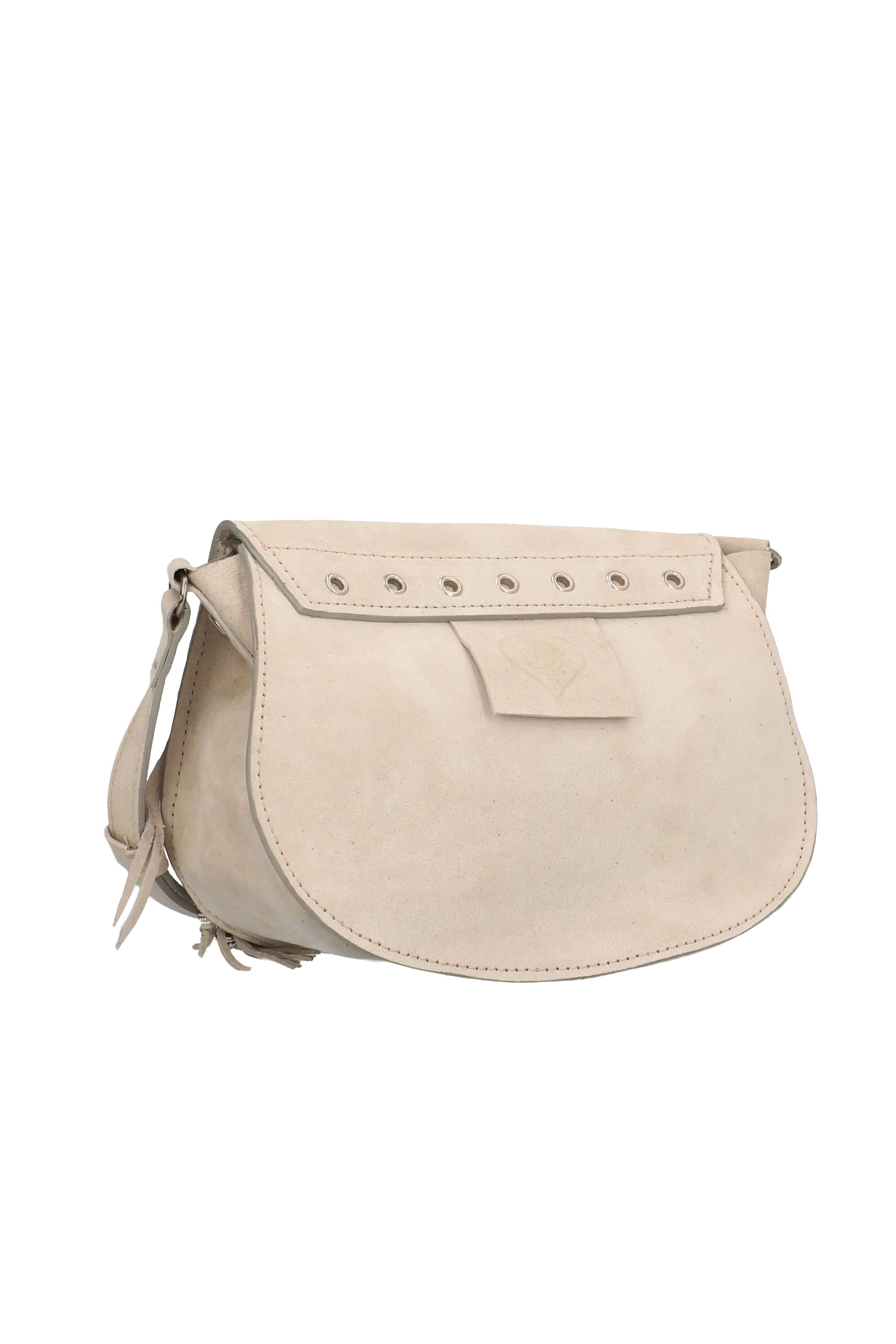 Beige handbag with a strap on a white background