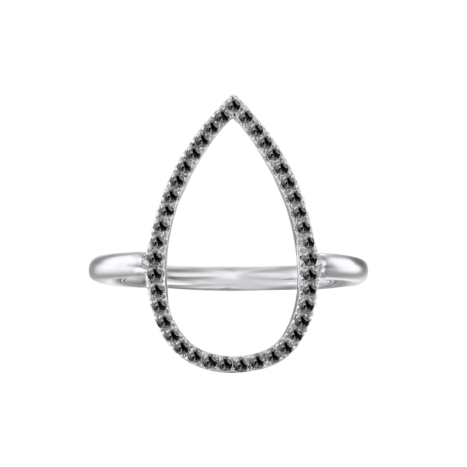 Teardrop Black Diamond Ring