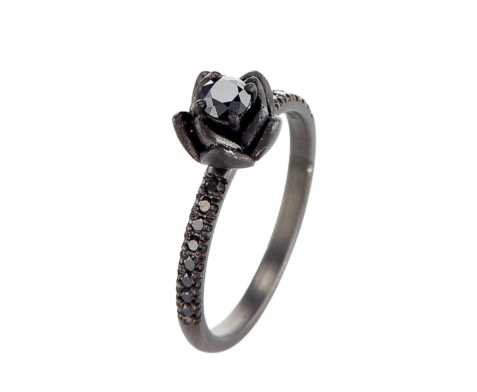 Black diamond ring on a white background