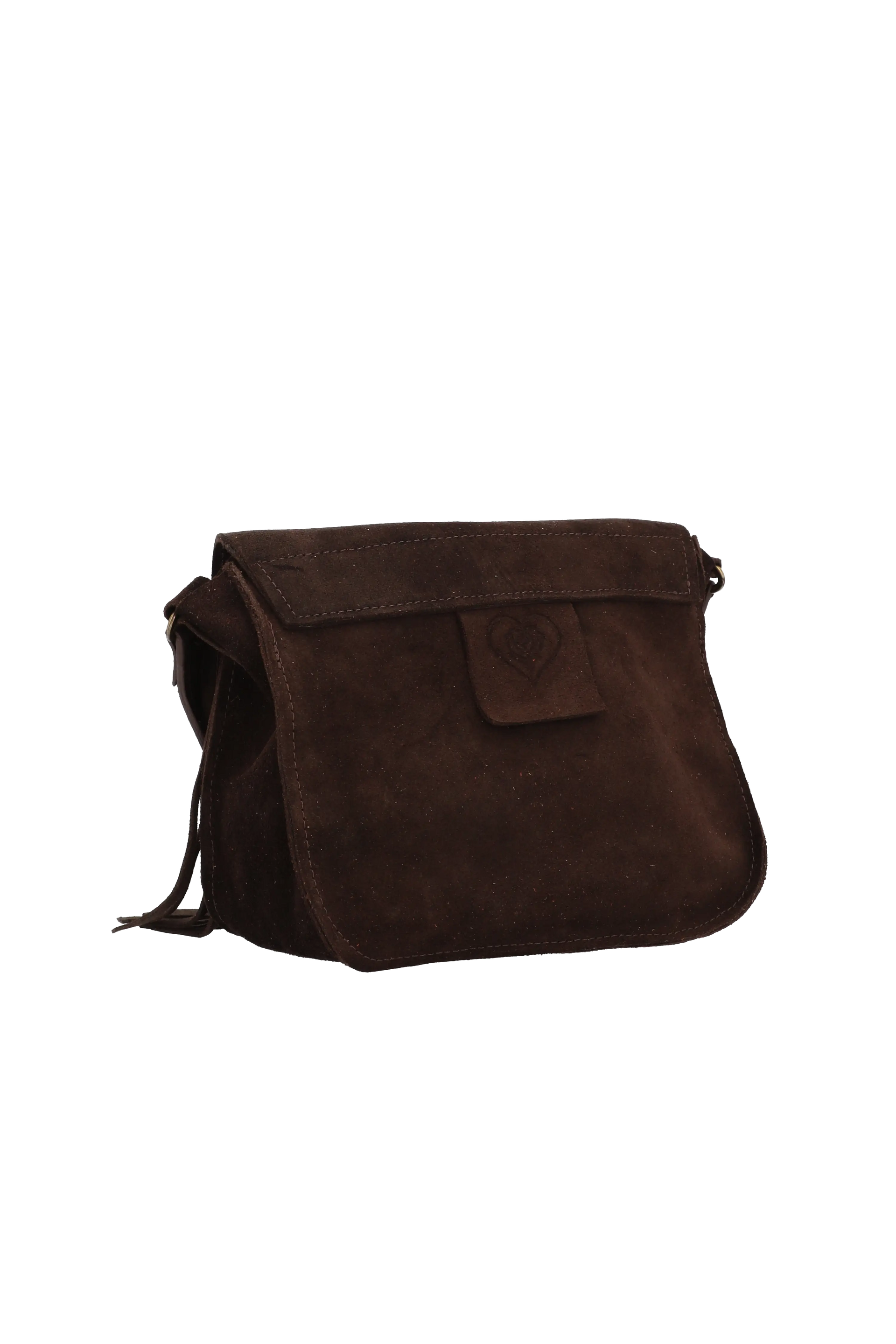 Brown leather bag on a white background