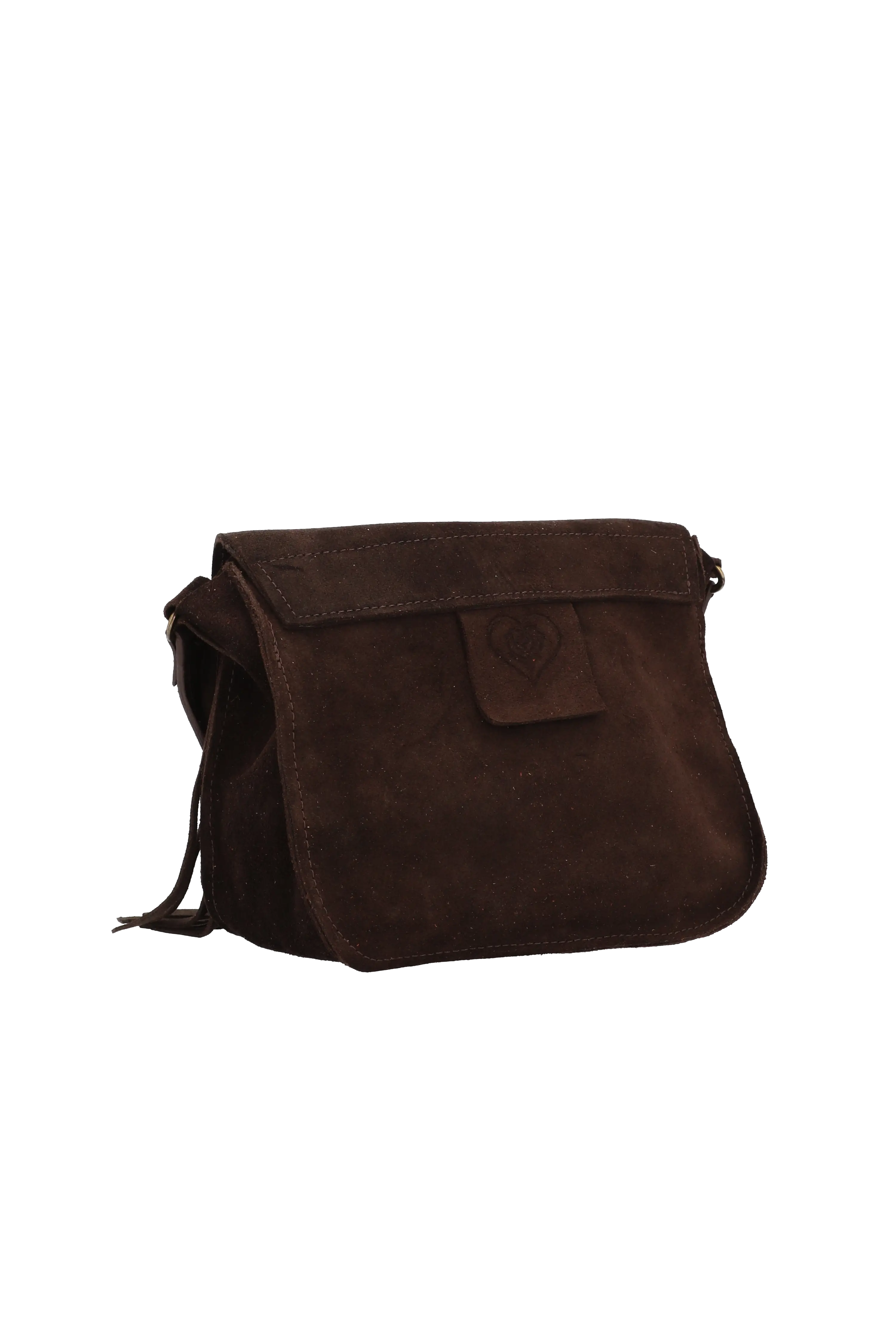 Brown leather bag on a white background