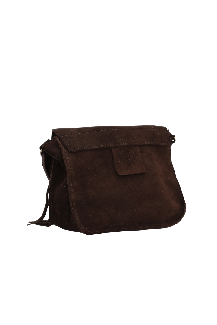 Brown leather bag on a white background