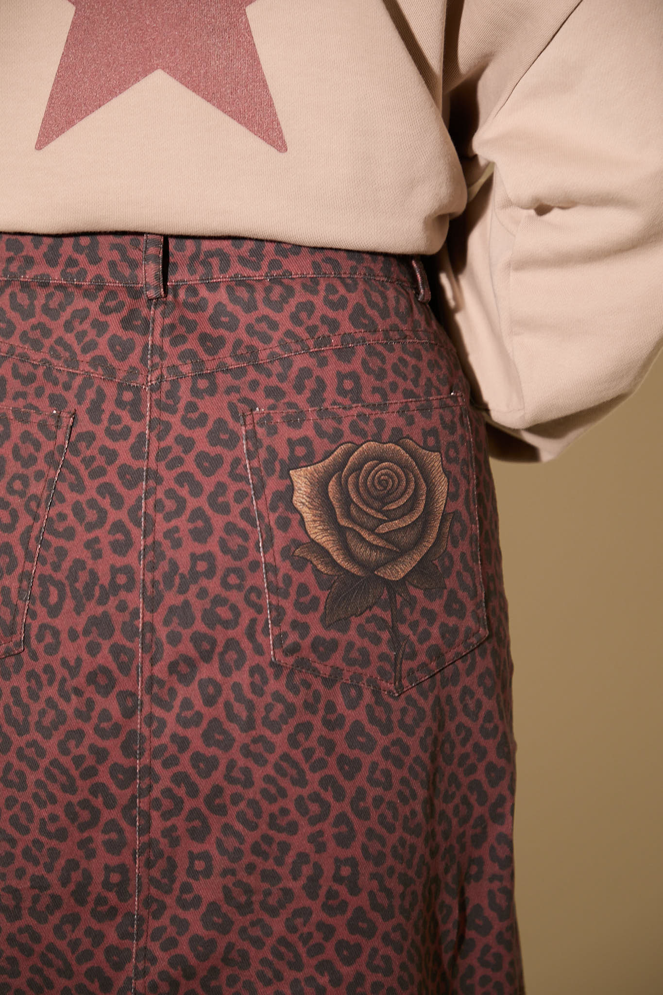 Leopard Rose Mini Skirt Red Clay Edition